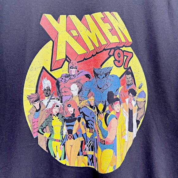 Marvel X-Men ’97 Animated Series Team Logo Crew T-Shirt Black Cotton Mens Large - Picture 2 of 4